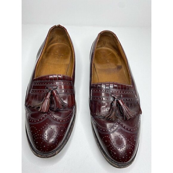 Bostonian Loafers Size 9 D/B Men's KILTIE Burgundy Leather Tassel Wingtip Slipon - Picture 2 of 5